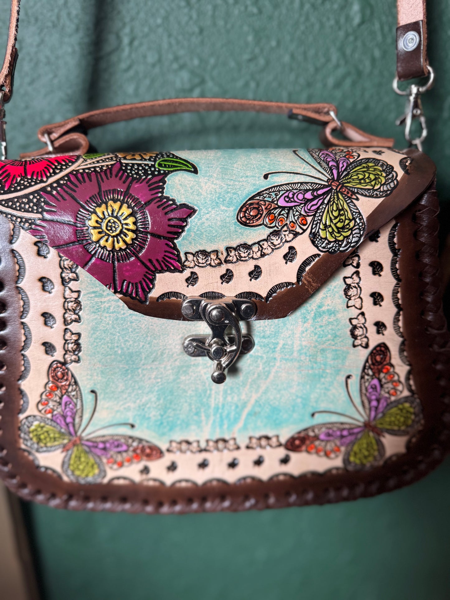 Bolsa de Piel /Leather hand painted