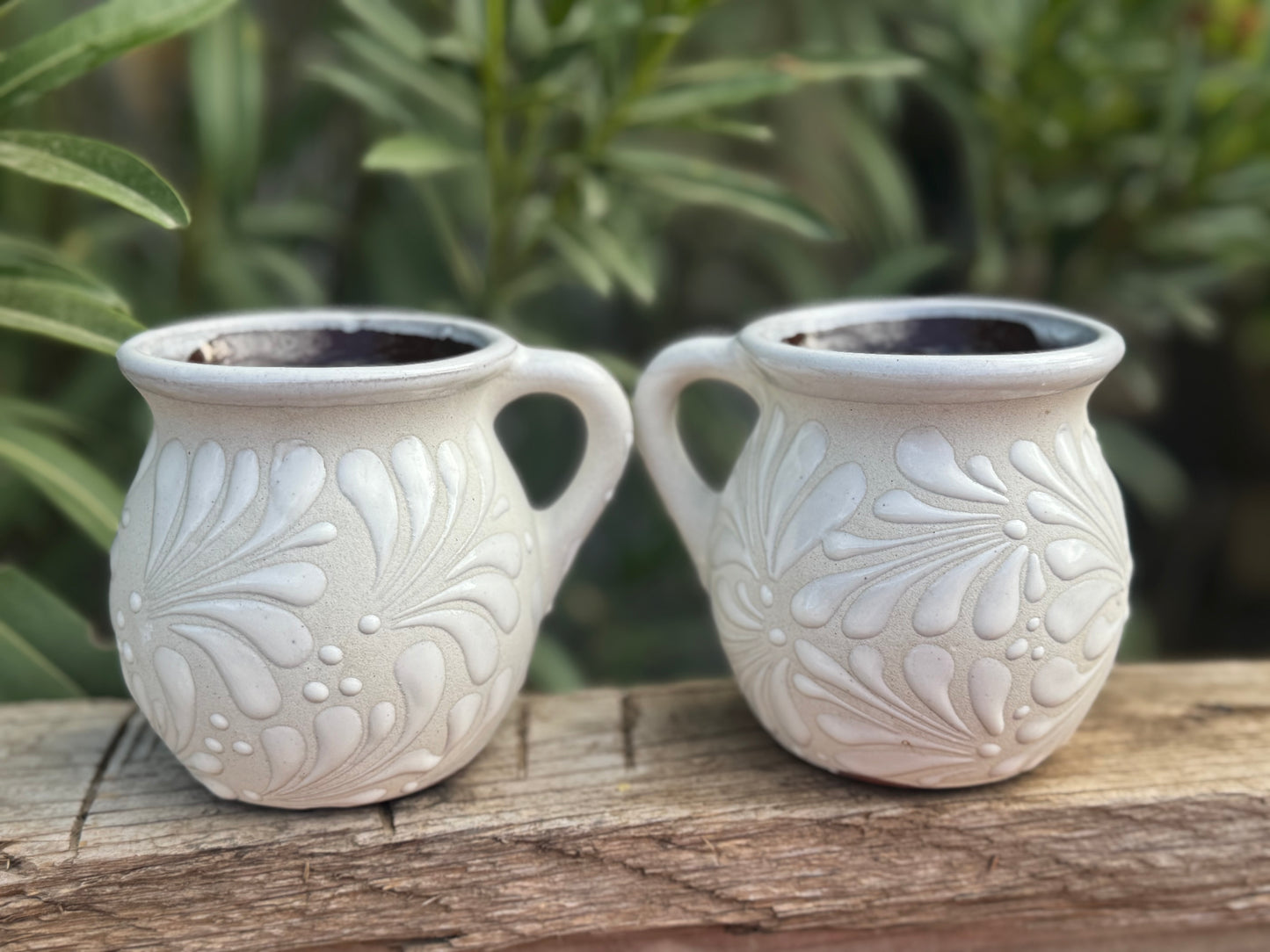 Set of Barro/Talavera Style Mugs (white)