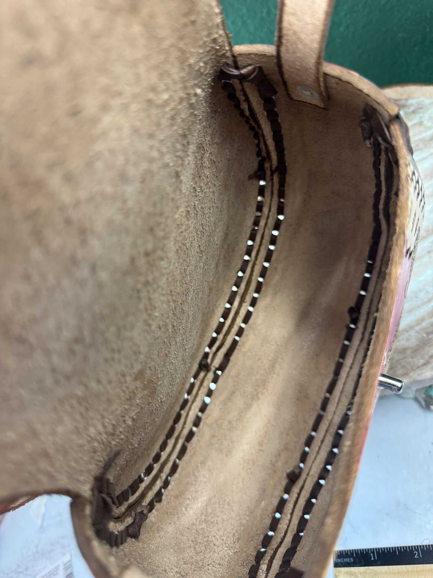 Bolsa de piel Artesanal Sunflower & Butterfly Pink