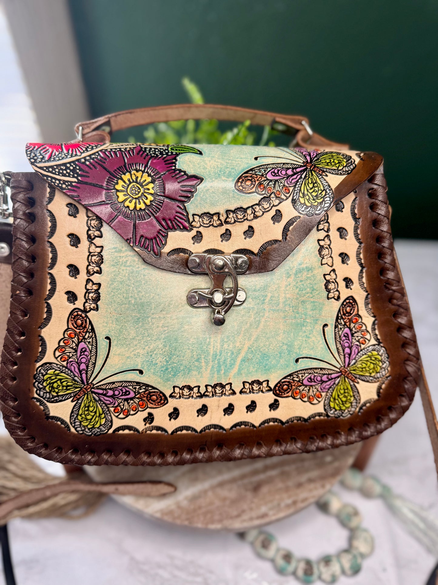 Bolsa de Piel /Leather hand painted