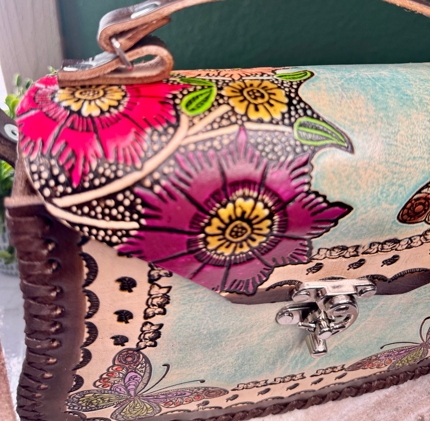 Bolsa de Piel /Leather hand painted