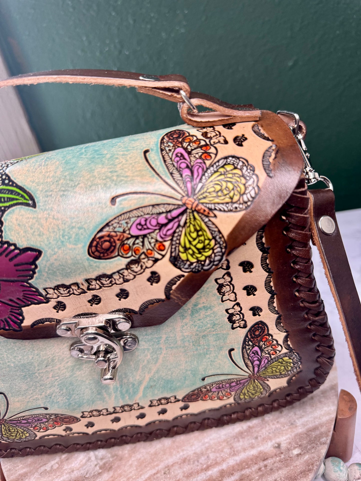 Bolsa de Piel /Leather hand painted