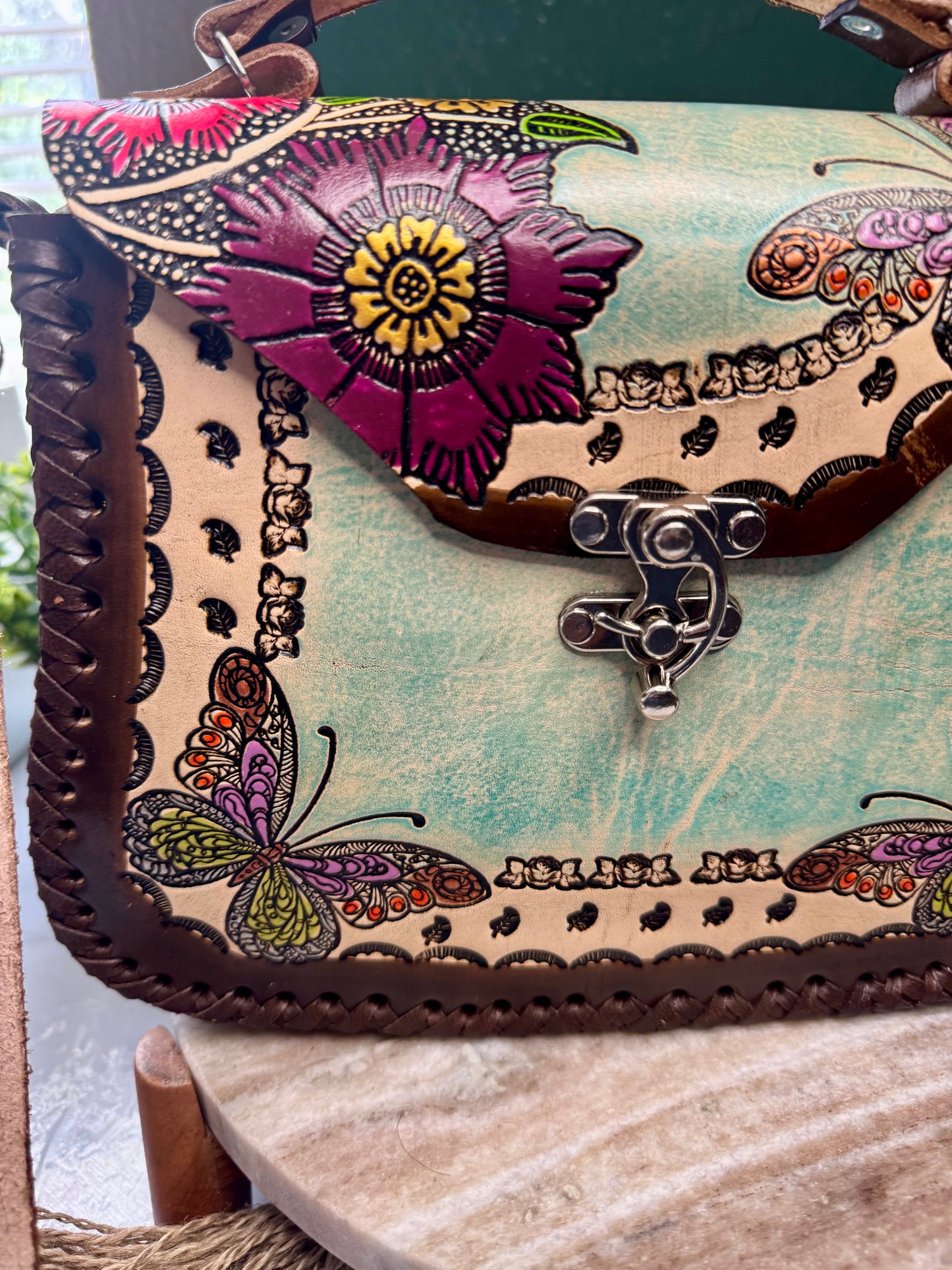 Bolsa de Piel /Leather hand painted