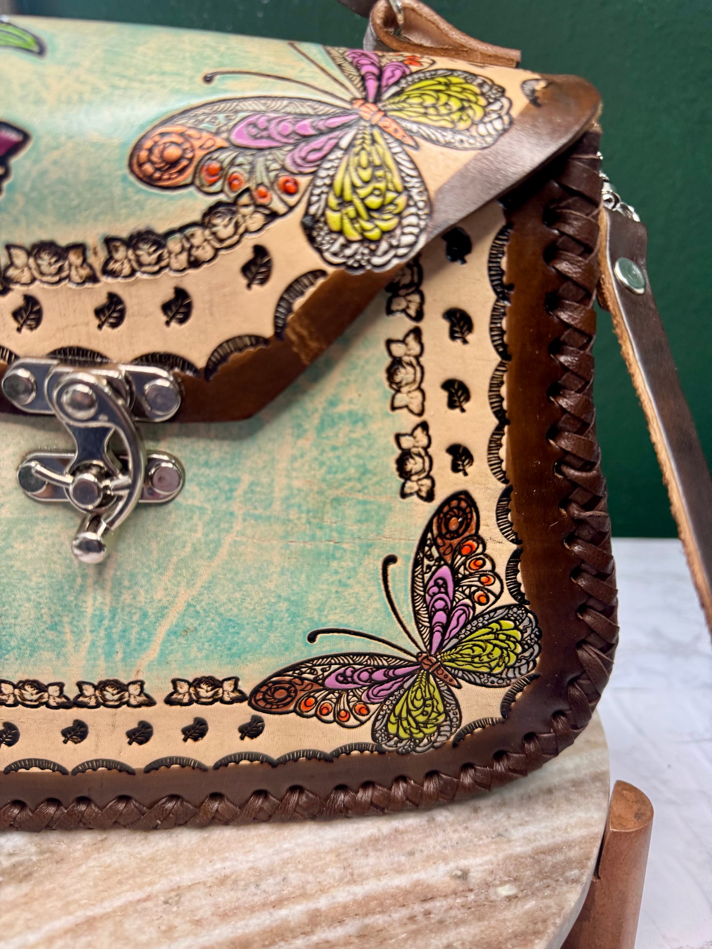 Bolsa de Piel /Leather hand painted