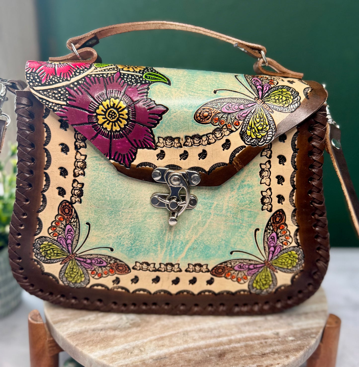 Bolsa de Piel /Leather hand painted