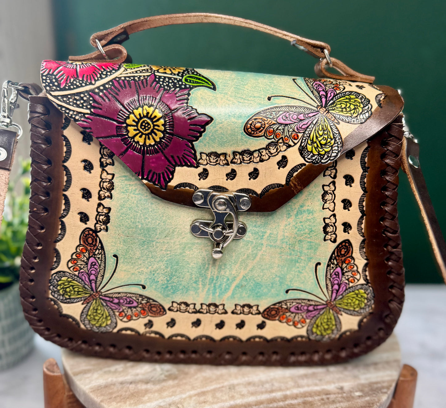 Bolsa de Piel /Leather hand painted