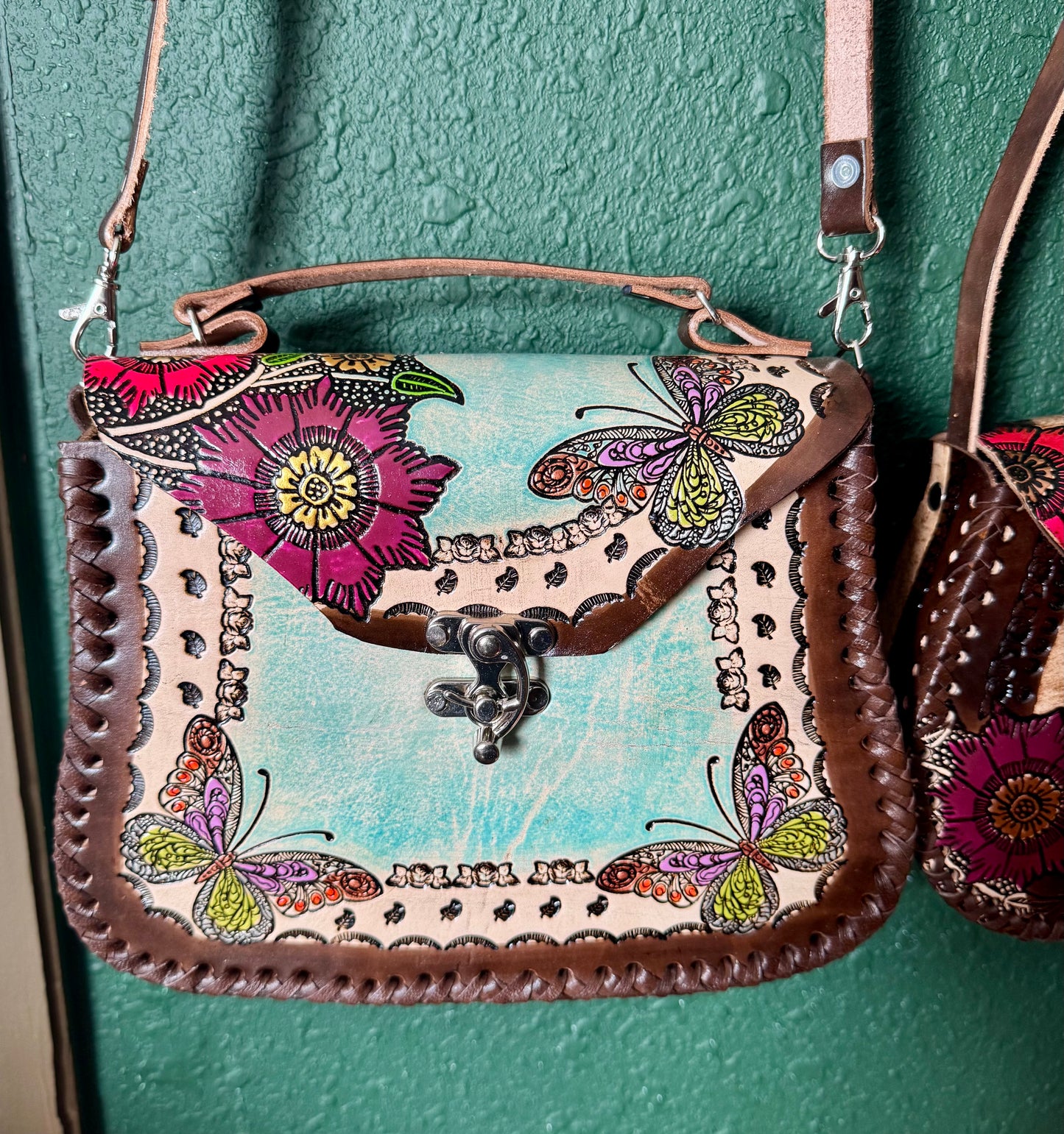 Bolsa de Piel /Leather hand painted