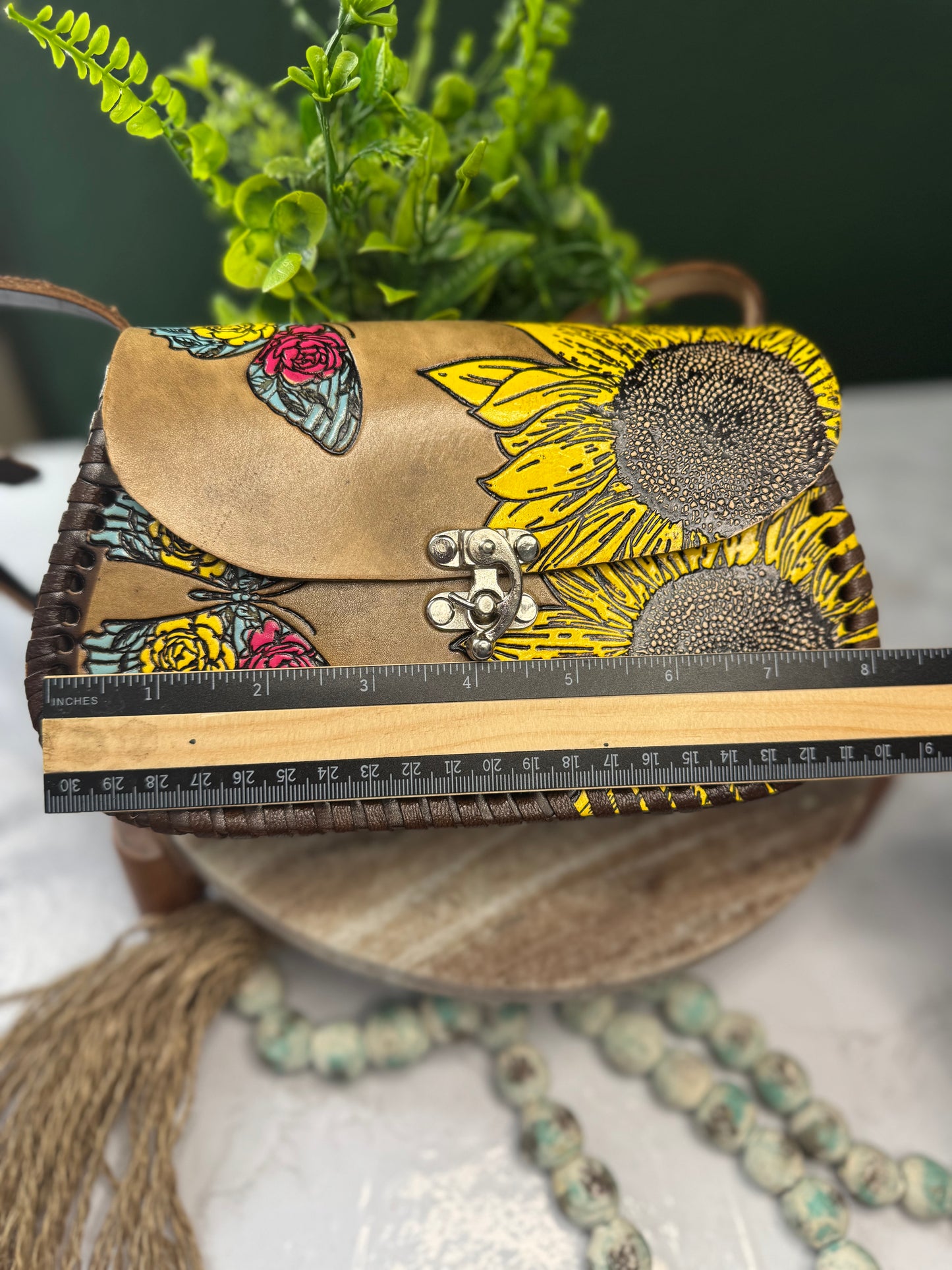 Leather purse Hand painted / bolsa Artesanal