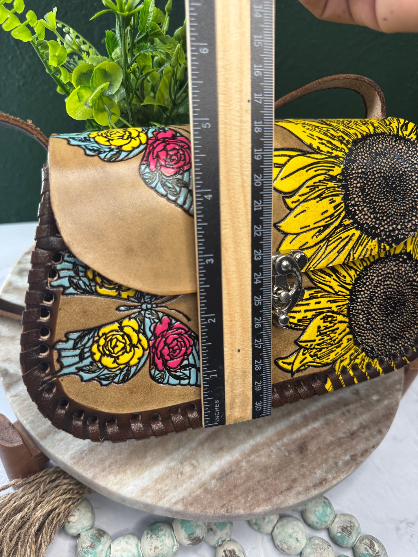 Leather purse Hand painted / bolsa Artesanal