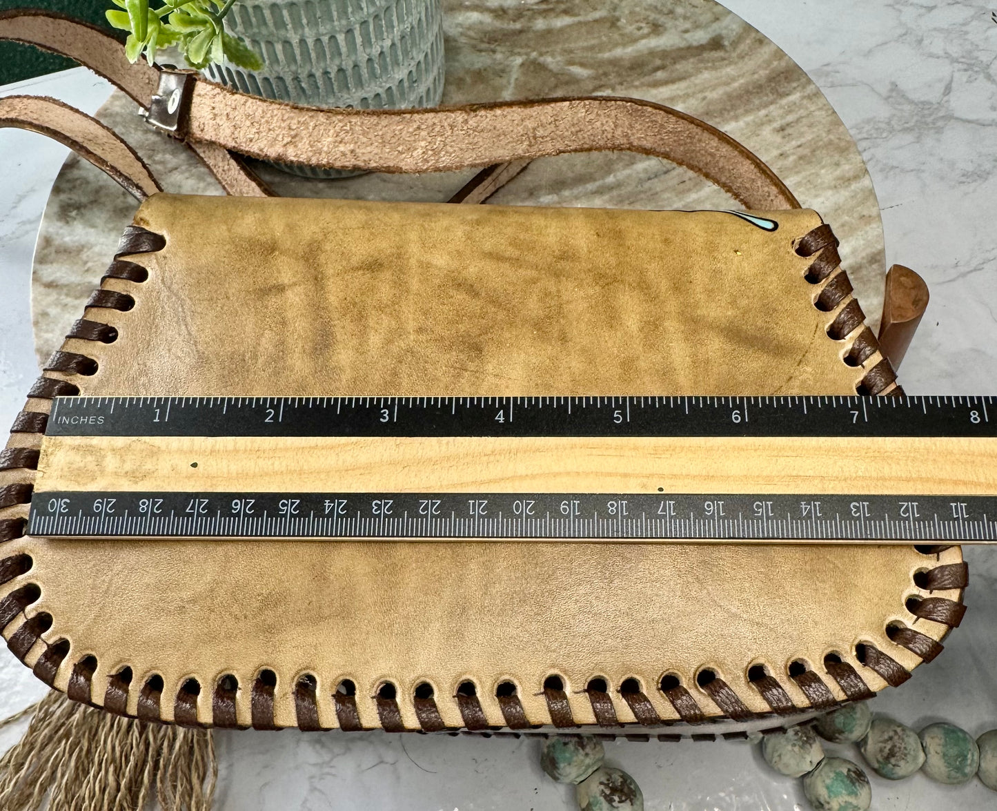 Leather purse Hand painted / bolsa Artesanal