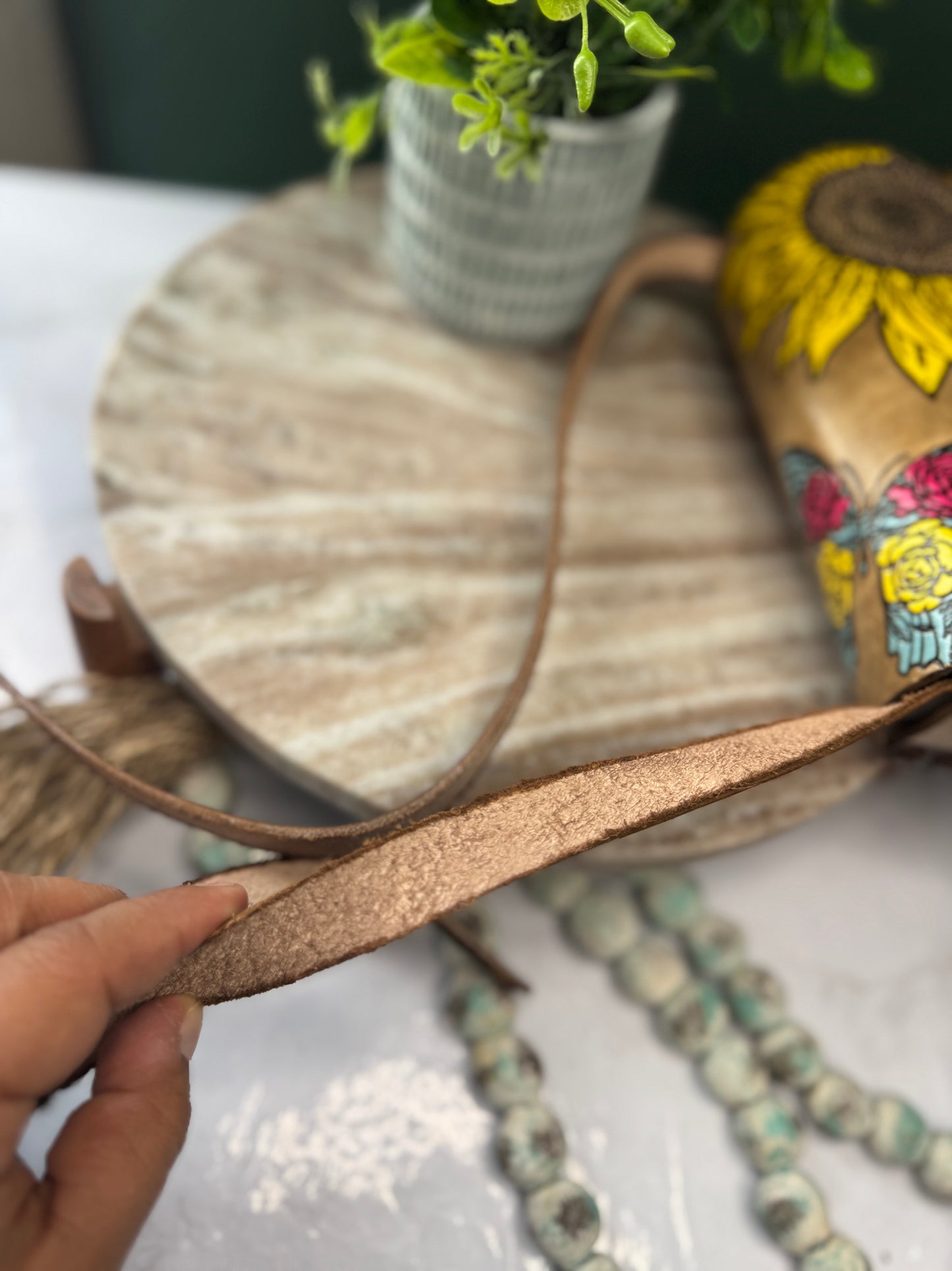 Leather purse Hand painted / bolsa Artesanal