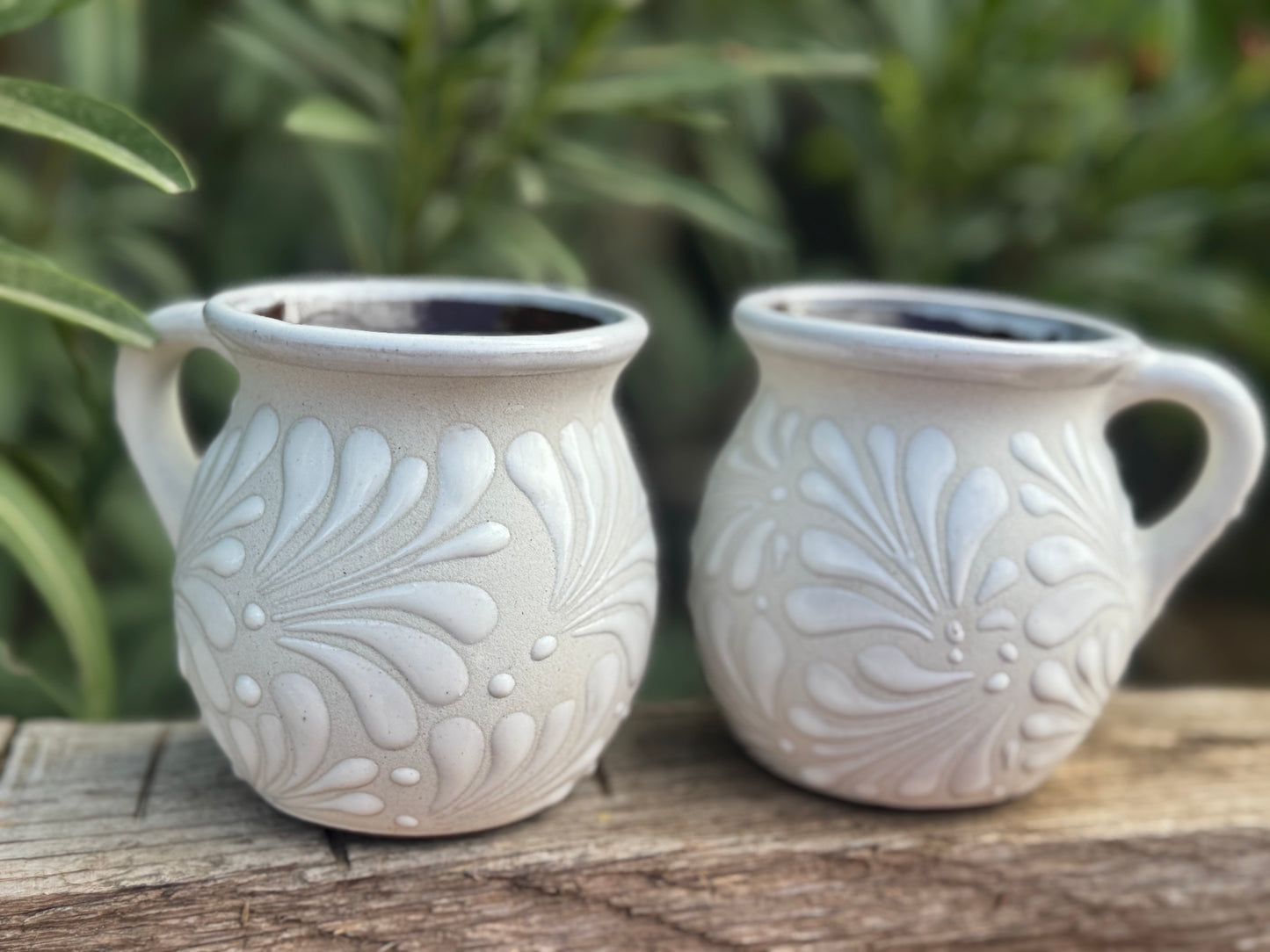 Set of Barro/Talavera Style Mugs (white)