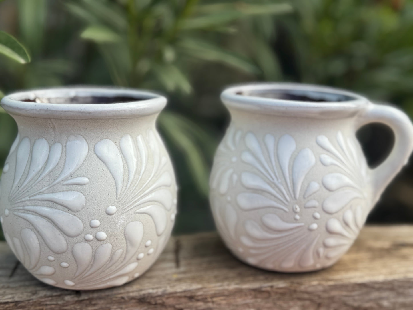 Set of Barro/Talavera Style Mugs (white)