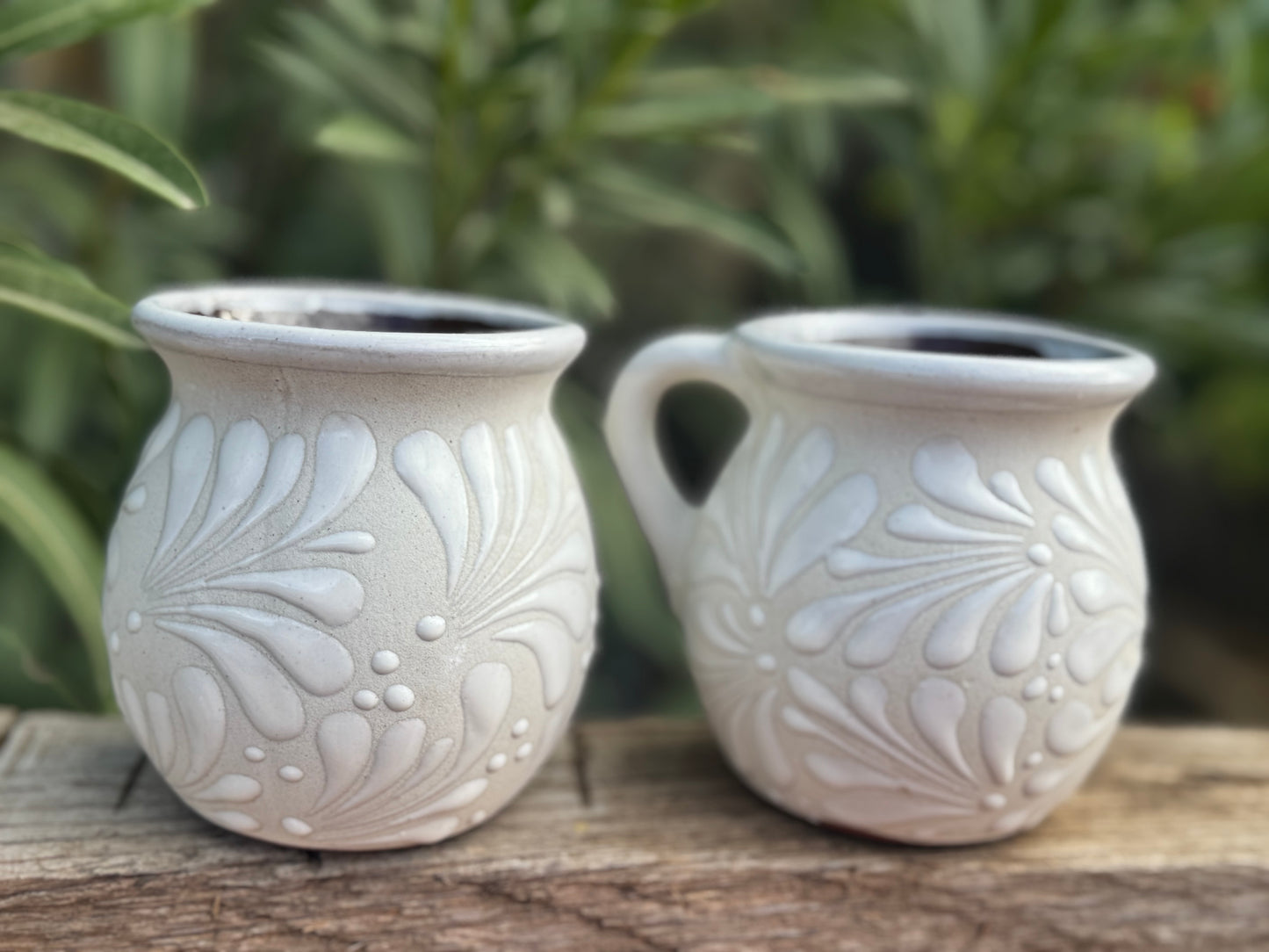 Set of Barro/Talavera Style Mugs (white)