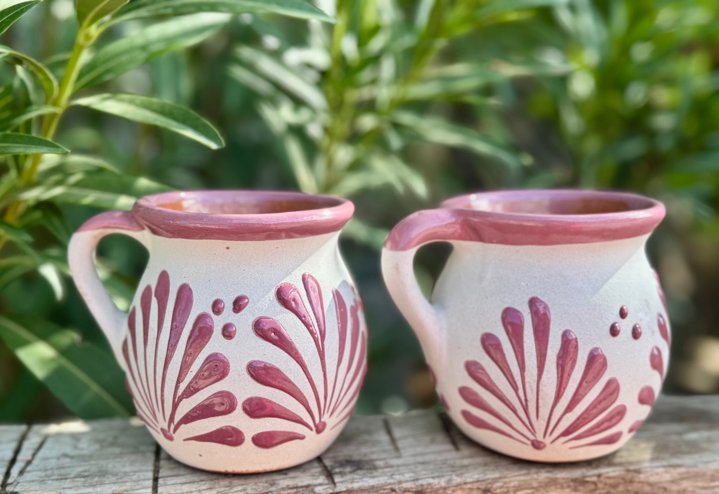Set of Barro Talavera Style Mugs /Pink strokes