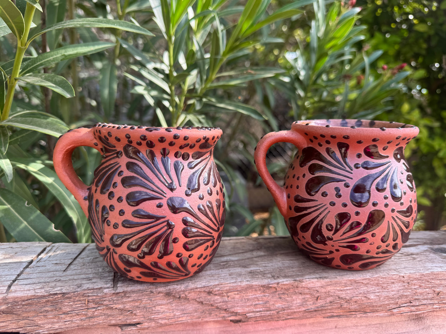 Set Of Barro Mugs/ Terracotta base with brown strokes