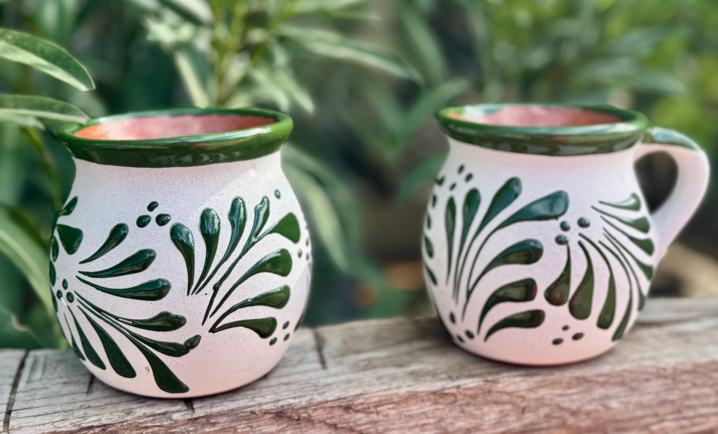 Set of Barro Mugs/ with green strokes