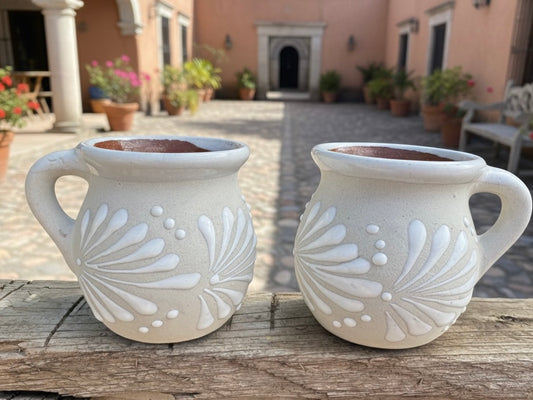 Set of Barro/Talavera Style Mugs (white)