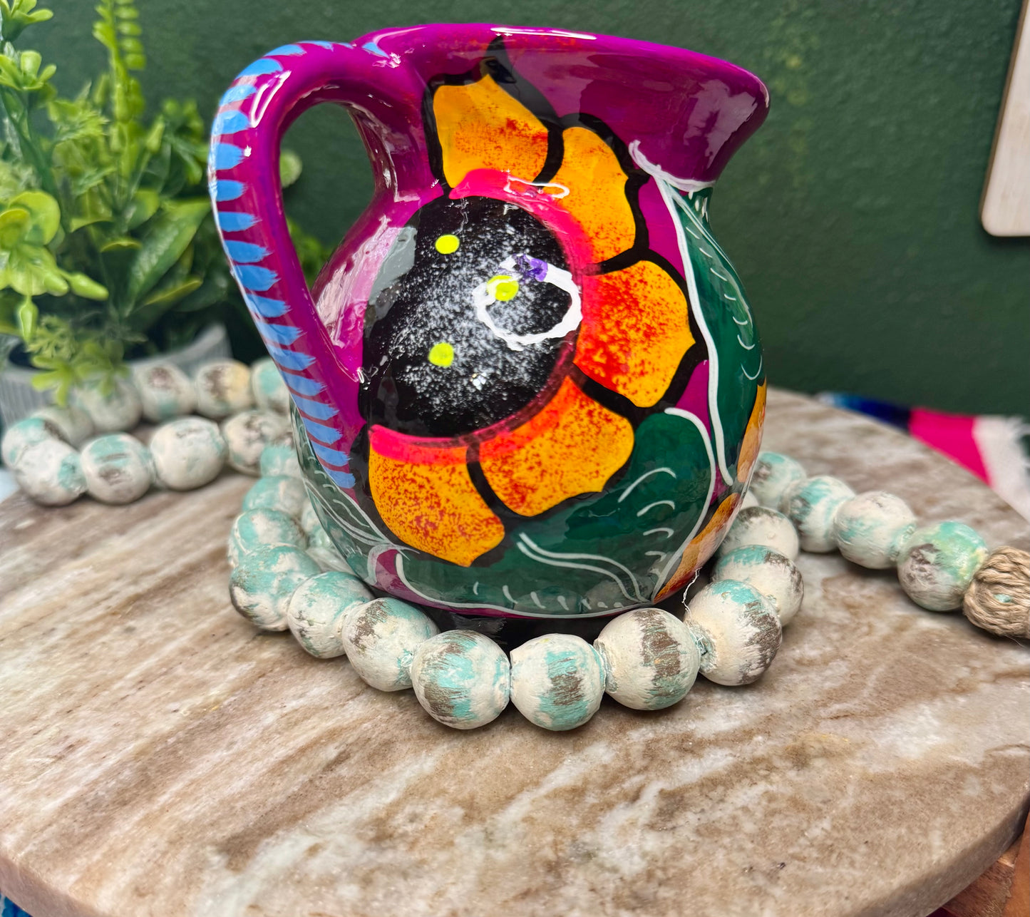Hand Painted Mexican Barro Mug/Taza | Handmade Mexican Pottery | Colorful Folk Art Mug | Rustic Kitchen Decor / Artesania