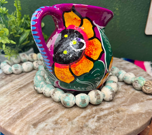 Hand Painted Mexican Barro Mug/Taza | Handmade Mexican Pottery | Colorful Folk Art Mug | Rustic Kitchen Decor / Artesania