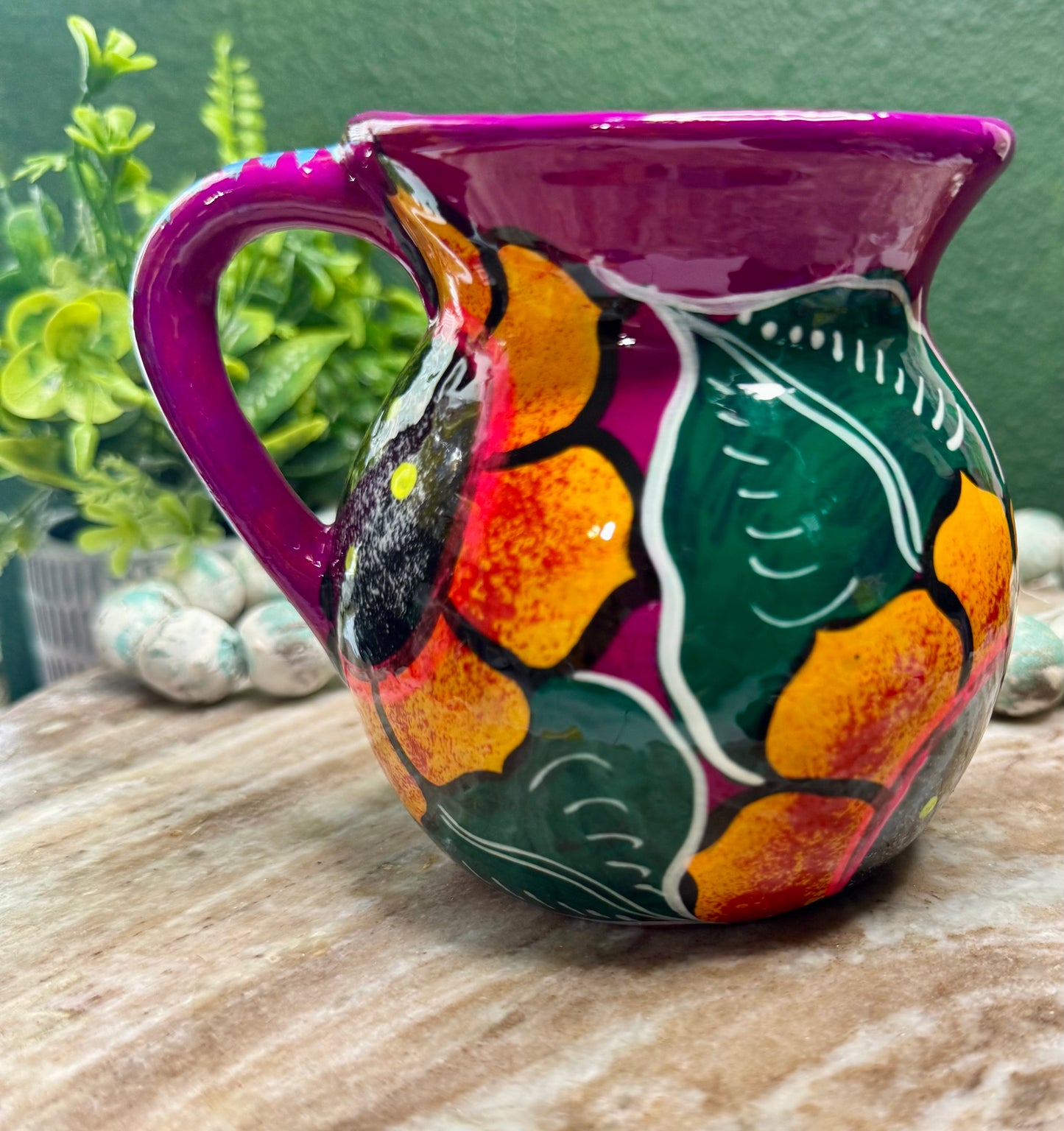 Hand Painted Mexican Barro Mug/Taza | Handmade Mexican Pottery | Colorful Folk Art Mug | Rustic Kitchen Decor / Artesania