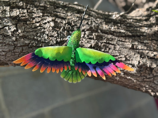 Mexican Metal /fiber Hummingbird  | Colorful Yard Art | Handmade Outdoor Garden Decor | Talavera Style Bird Ornament Mexican Artesania